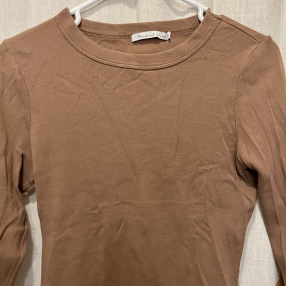 Michael Stars tan taupe long sleeve shirt size 0 S Made in USA - Picture 4 of 11
